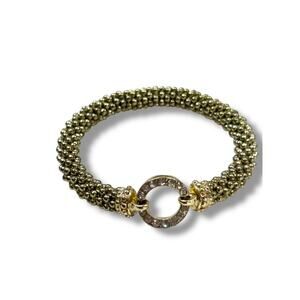 Light Goldtone Stretch Bracelet Rhinestones